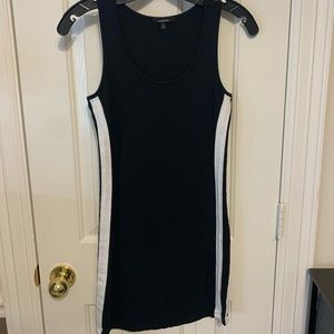 Ambiance black dress with 2 white stripes on sides size S